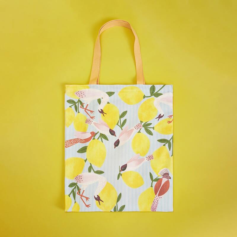 

Lemon & Bird Print Book Bag, Multicolor