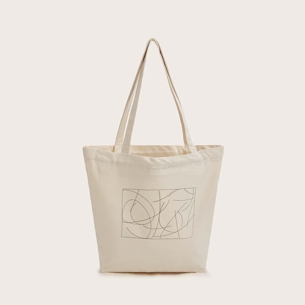 

Graphic Book Bag, Beige