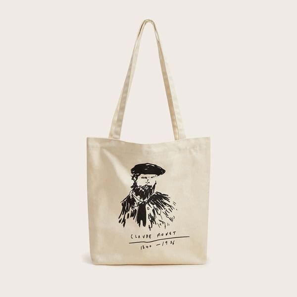 

Figure Graphic Book Bag, Beige