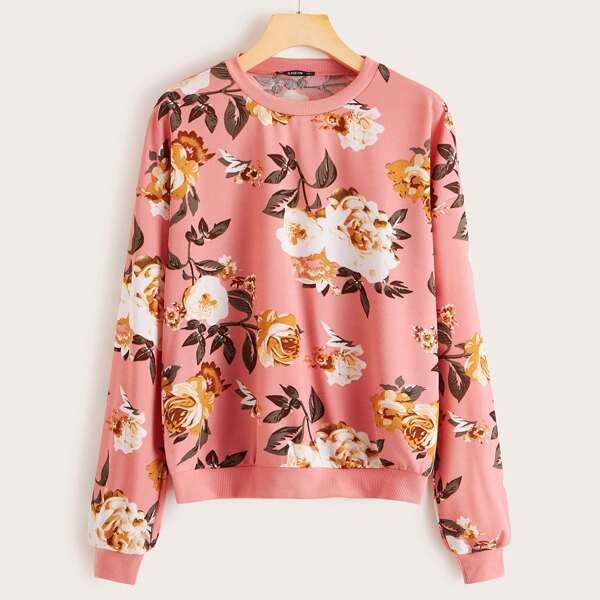 

Floral Print Pullover, Pink