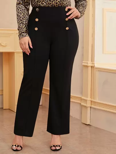 Modelyn Plus Double Breasted Seam Front Tailored Pants