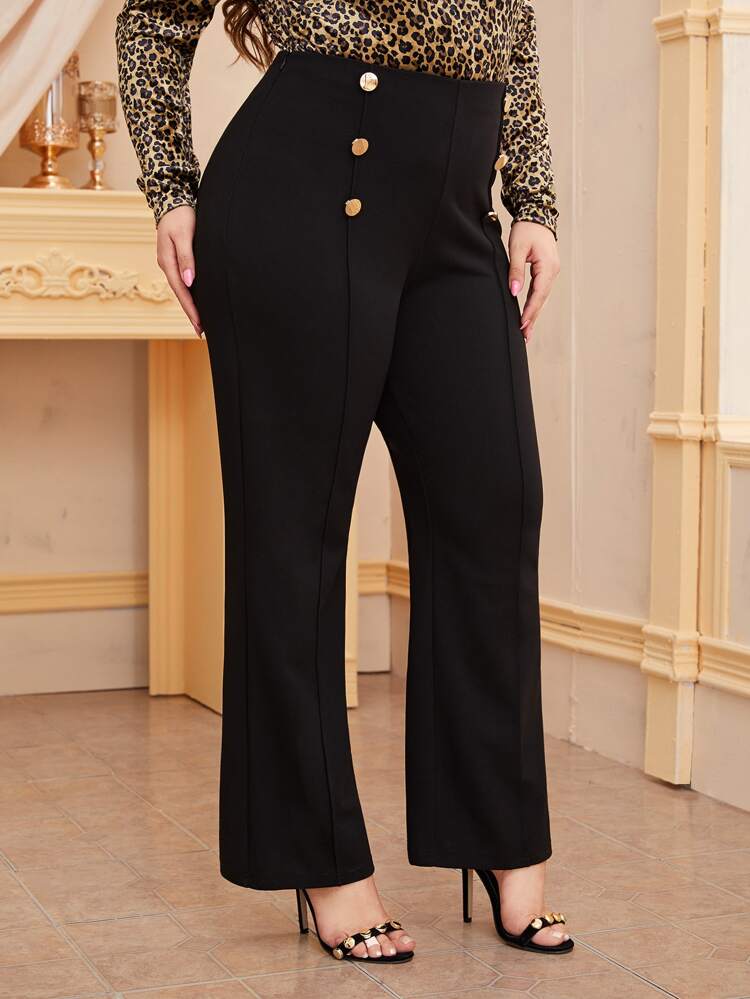 Plus Double Breasted Seam Front Tailored Pants