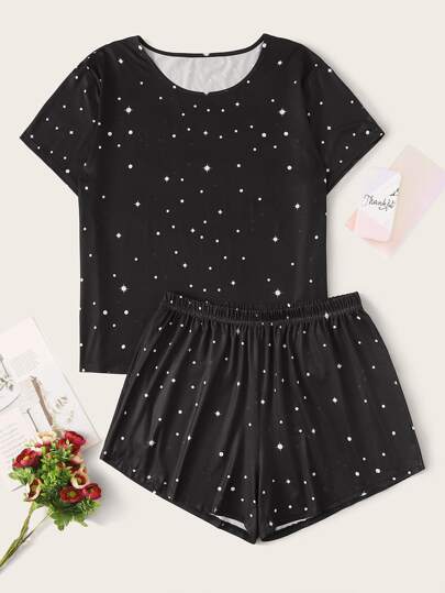 Plus Star Print PJ Set