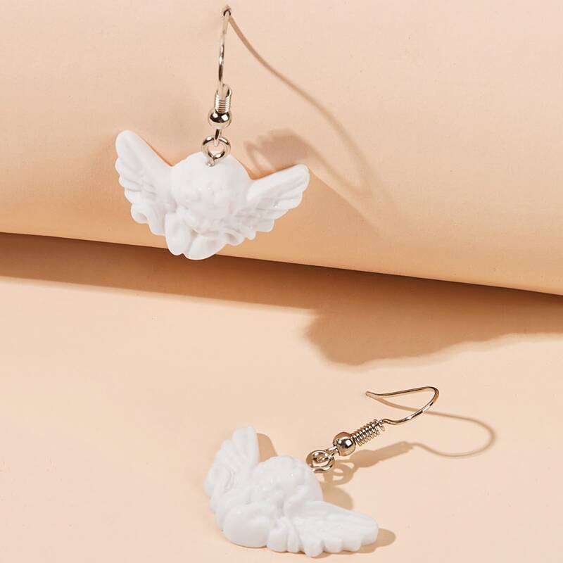 

1pair Angel Drop Earrings, White