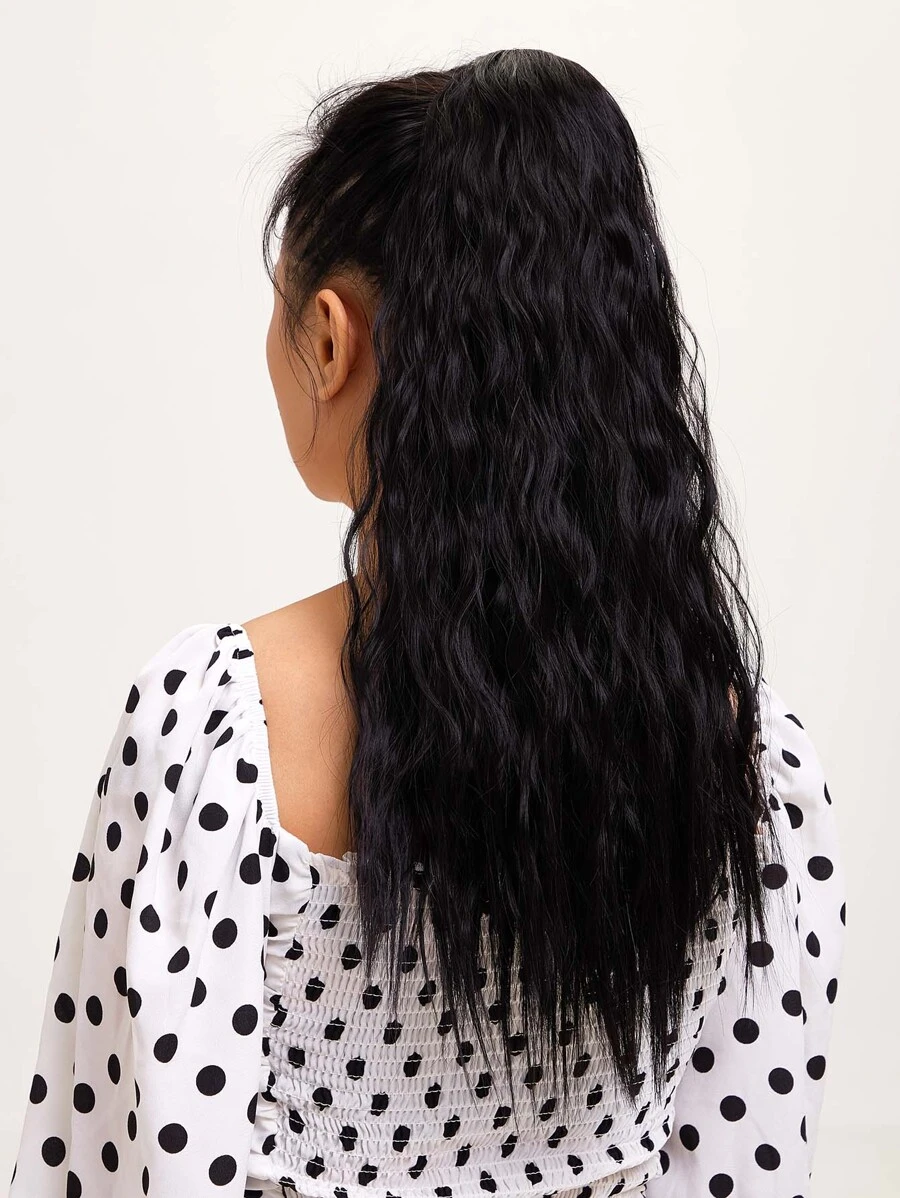 Long Curly Ponytail Wig, Suitable For Everyday Wear - Black - View 1