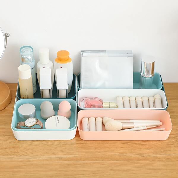 

1pc Solid Plastic Storage Tray, Multicolor