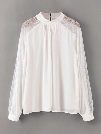 Contrast Lace Raglan Sleeve Blouse pictures
