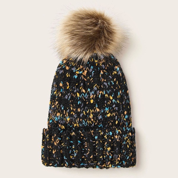 

Kids Fluffy Pom Pom Decor Beanie, Multicolor
