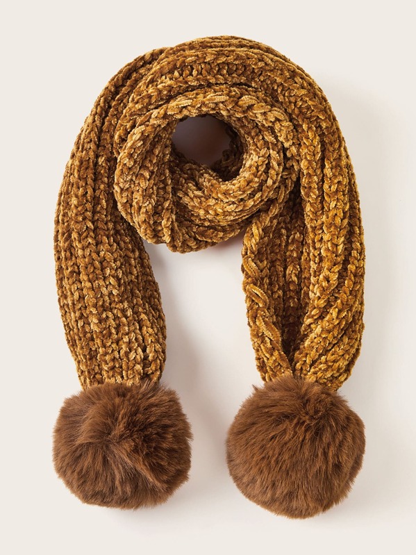 

Toddler Kids Pom Pom Decor Scarf, Brown