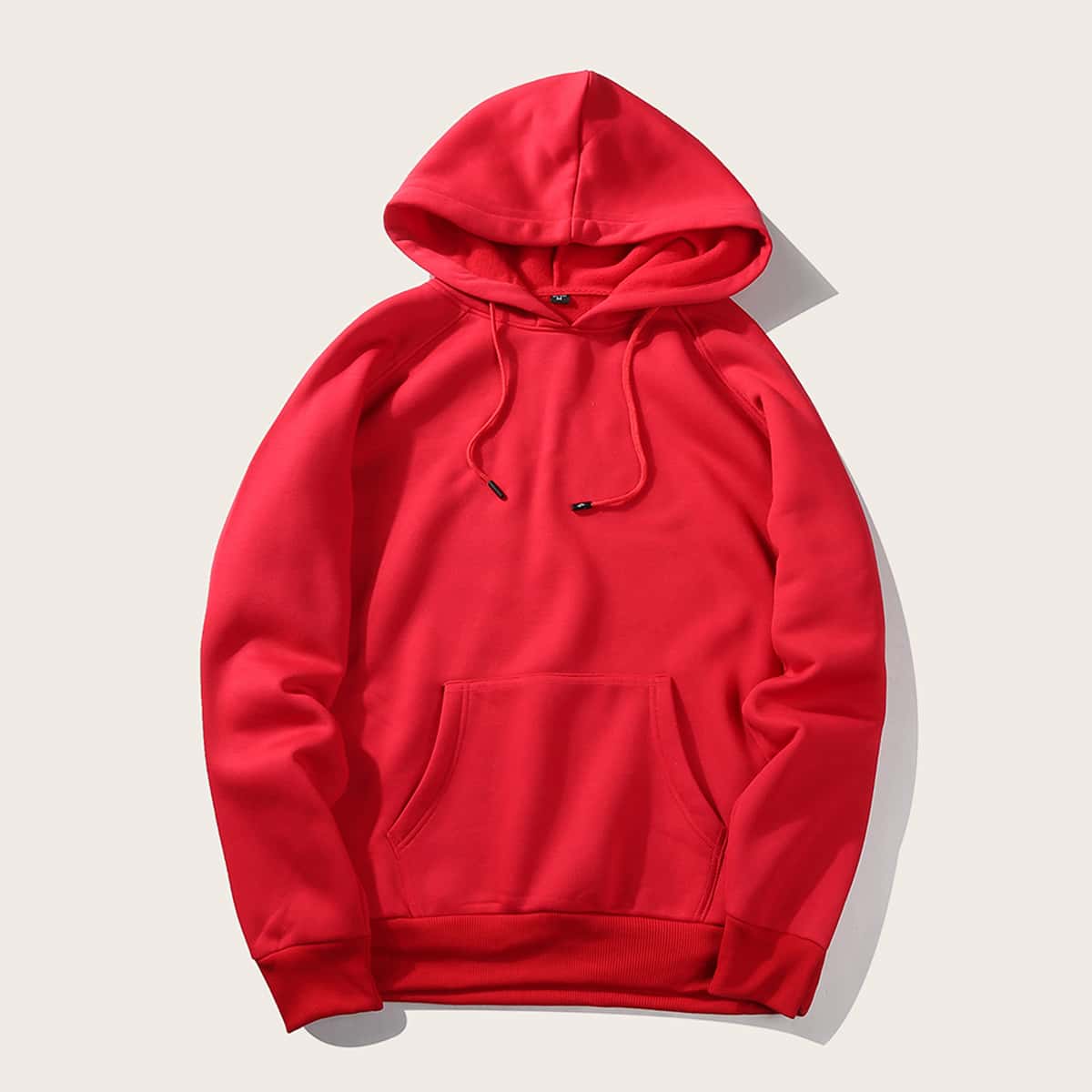 

Guys Solid Kangaroo Pocket Drawstring Hoodie, Red