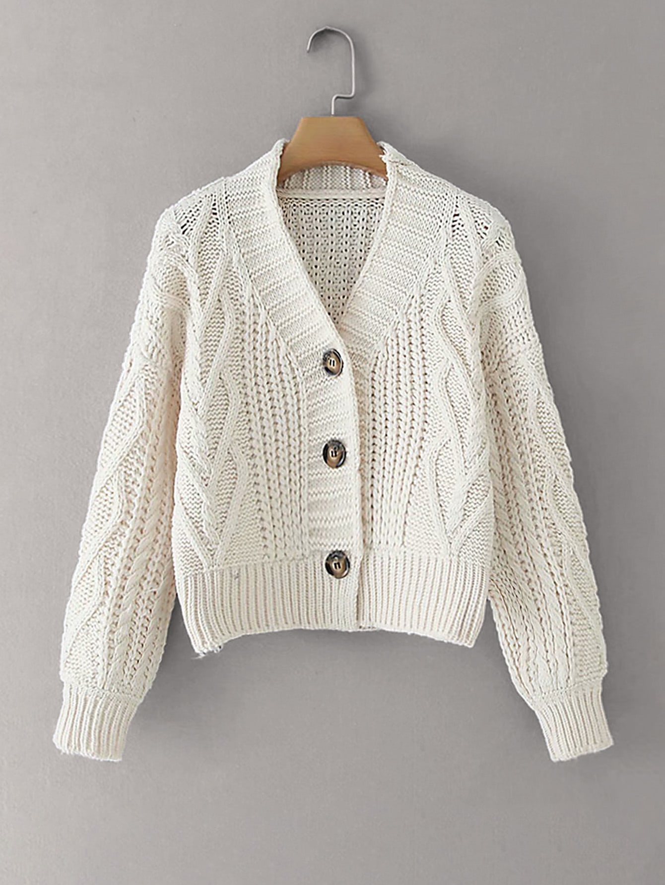 cable knit button up cardigan