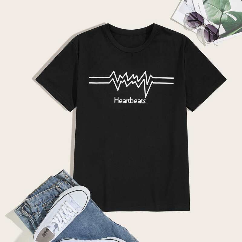 

Guys Letter Graphic Short Sleeve Tee, Black