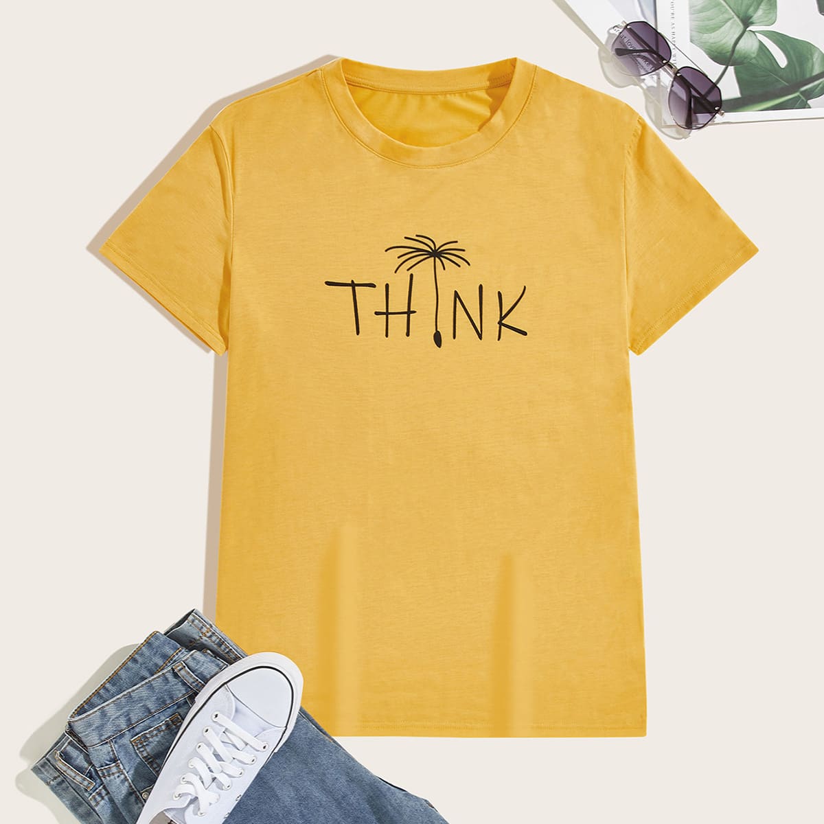 

Guys Letter Graphic Short Sleeve Tee, Yellow