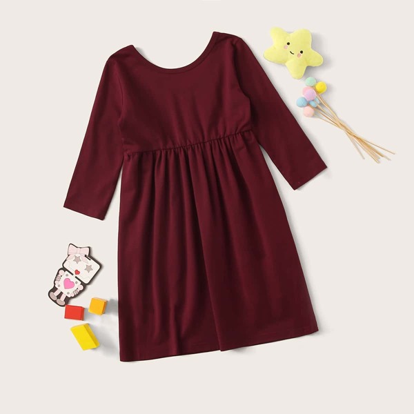 

Toddler Girls Solid Long Sleeve Night Dress, Burgundy