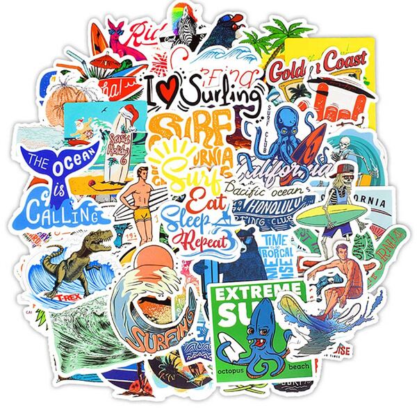 

50pcs Summer Surfing Pattern Sticker