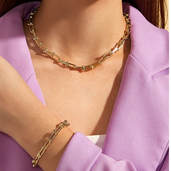 

2pcs Simple Chain Necklace & Bracelet