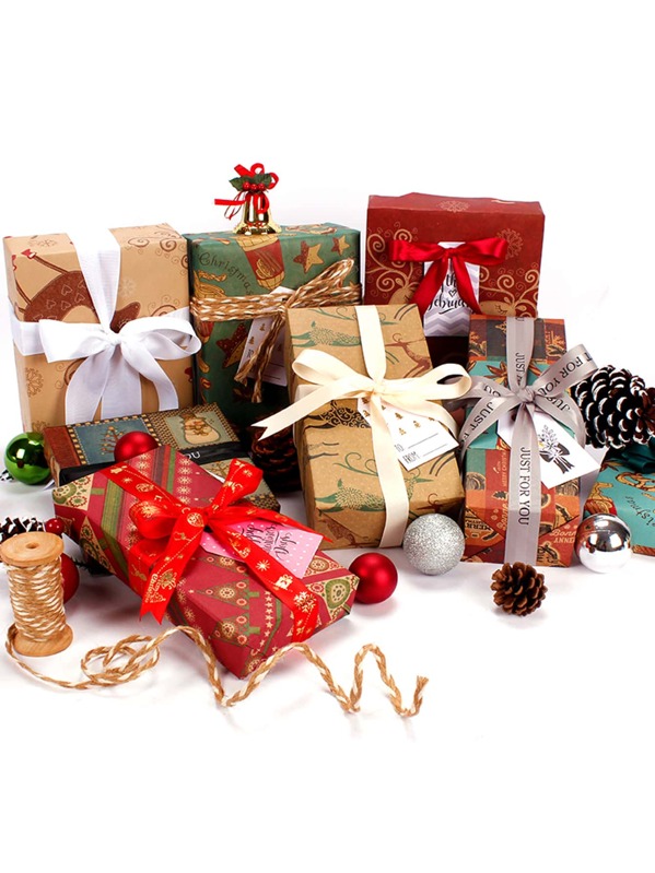 

3pcs Christmas Random Gift Wrapping Paper, Multicolor