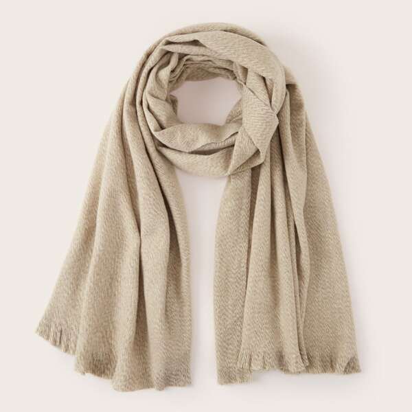 

Solid Raw Hem Scarf, Apricot