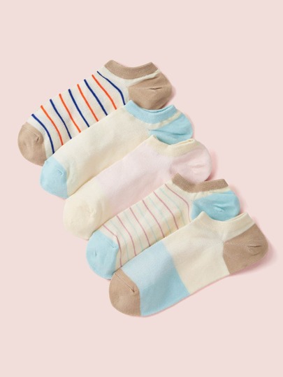 5pairs Striped Pattern Ankle Socks