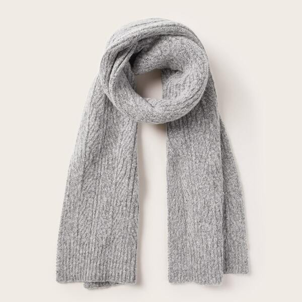 

Solid Knitted Scarf, Grey