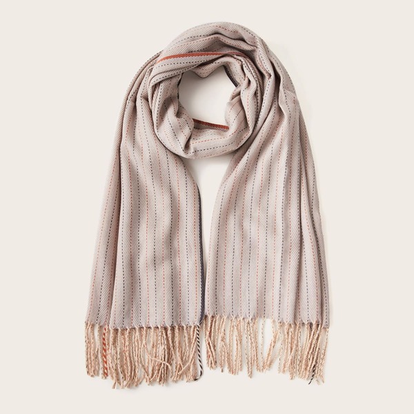 

Fringe Hem Scarf, Khaki