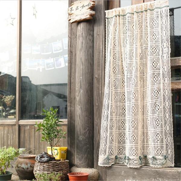 

Geometric Pattern Hollow Curtain, Beige