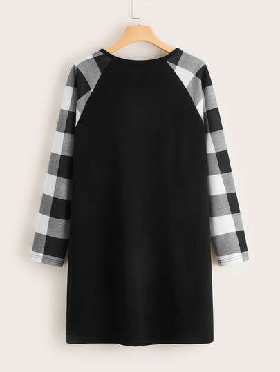 Robe t-shirt avec carreaux et poche