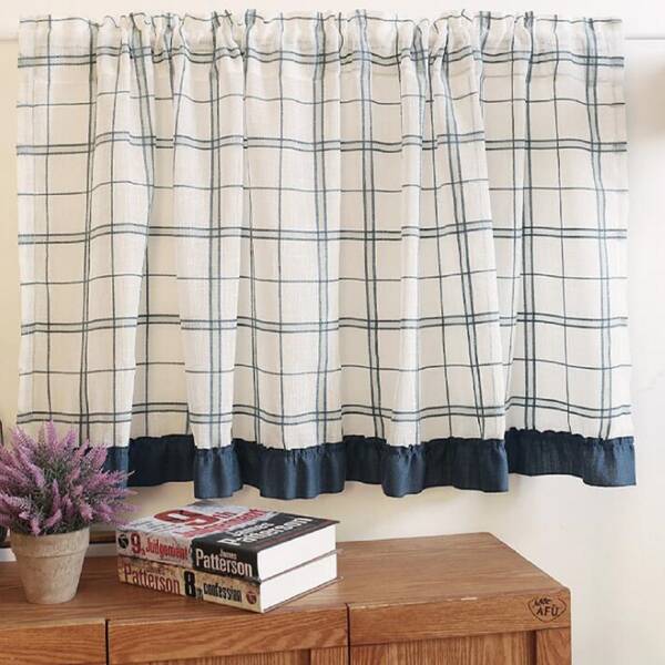 

Plaid Pattern Pleated Curtain, Multicolor