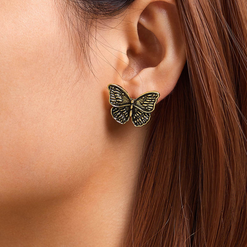 

1pair Butterfly Stud Earrings, Multicolor