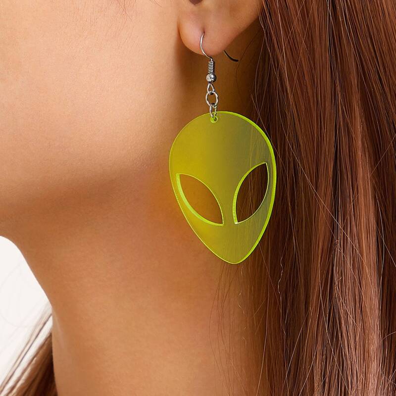 

1pair Alien Drop Earrings, Yellow
