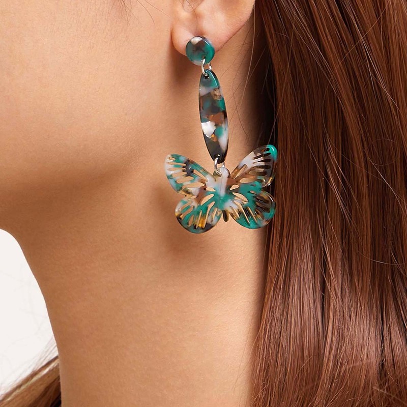 

1pair Hollow Butterfly Drop Earrings, Multicolor