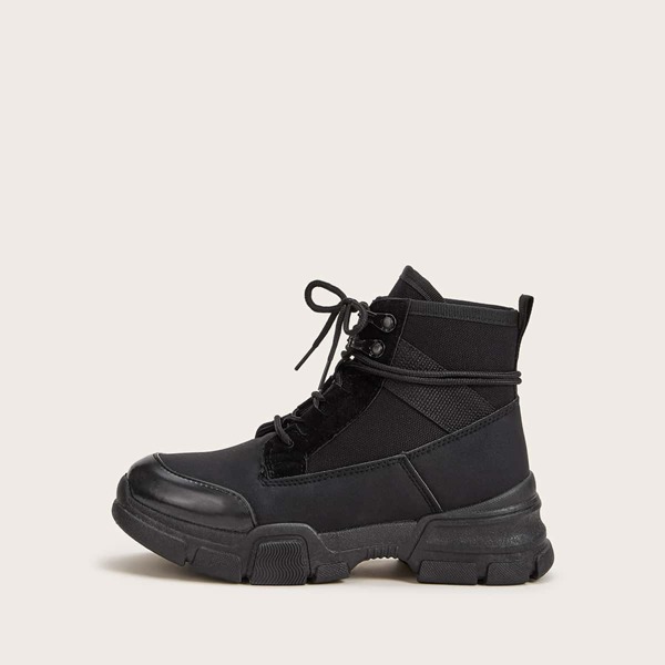 

Lace-up Front Hiking Boots, Black