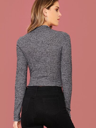 Top court chiné côtelé