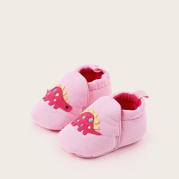 

Baby Girl Embroidered Dinosaur Flats, Hot pink