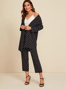 Polka Dot Lapel Collar Blazer & Pants