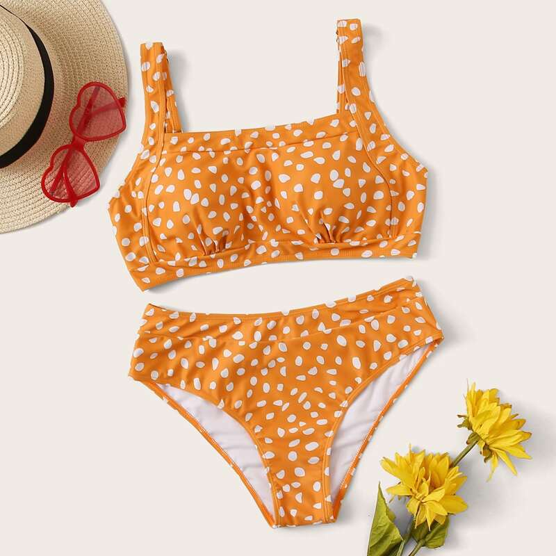 

Geo Random Print Bikini Set, Orange