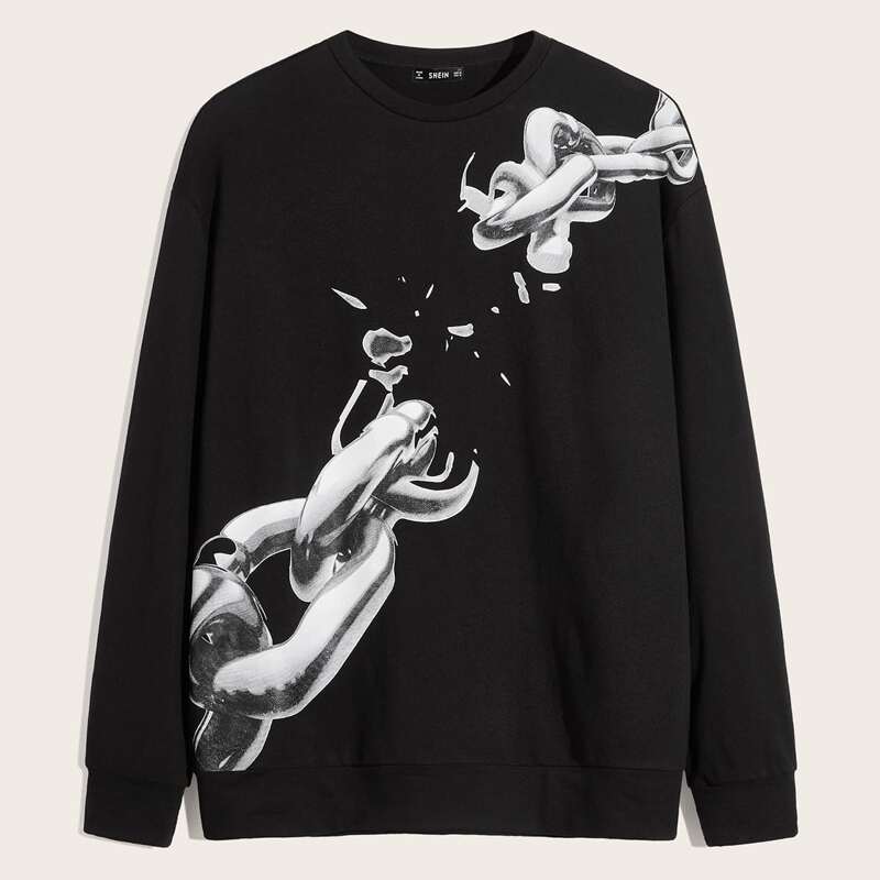 

Guys Chain Print Pullover, Black