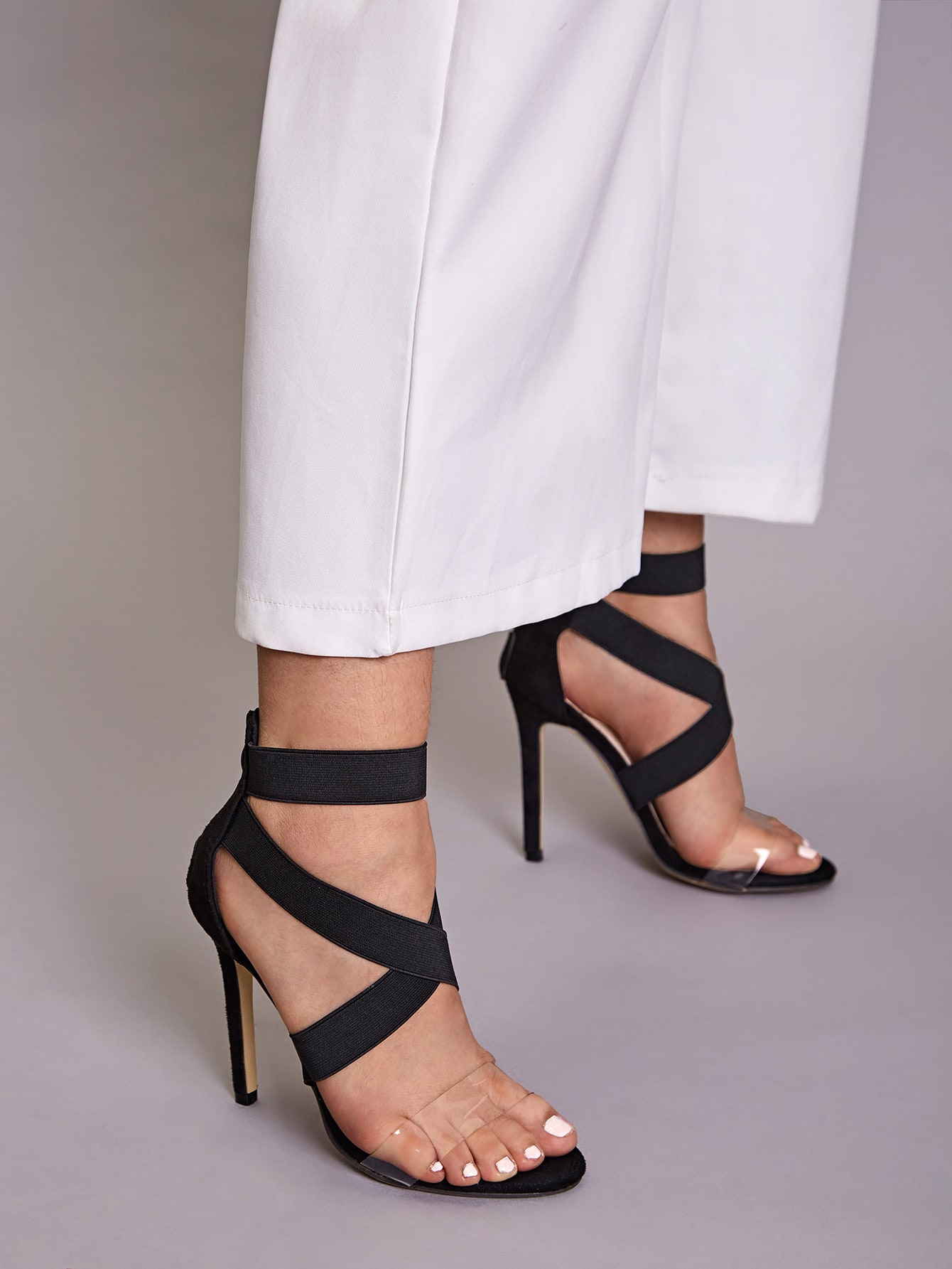 cross strap stiletto heels