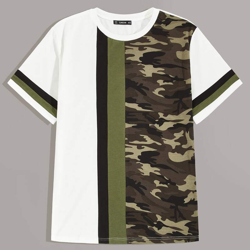 

Guys Colorblock Camo Panel Top, Multicolor