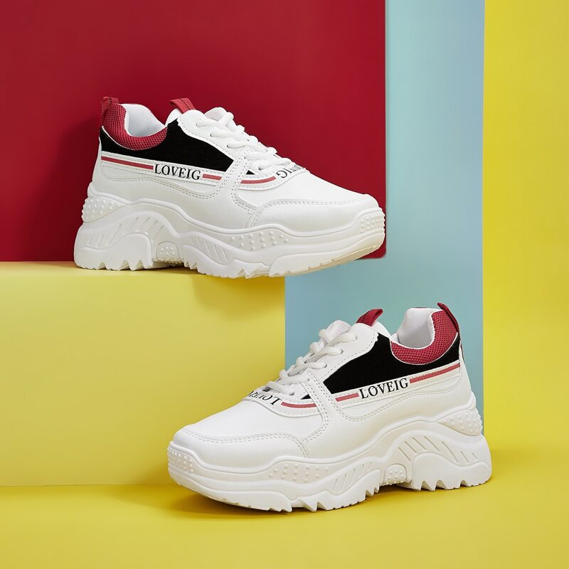 

Lace-up Front Chunky Sneakers, White