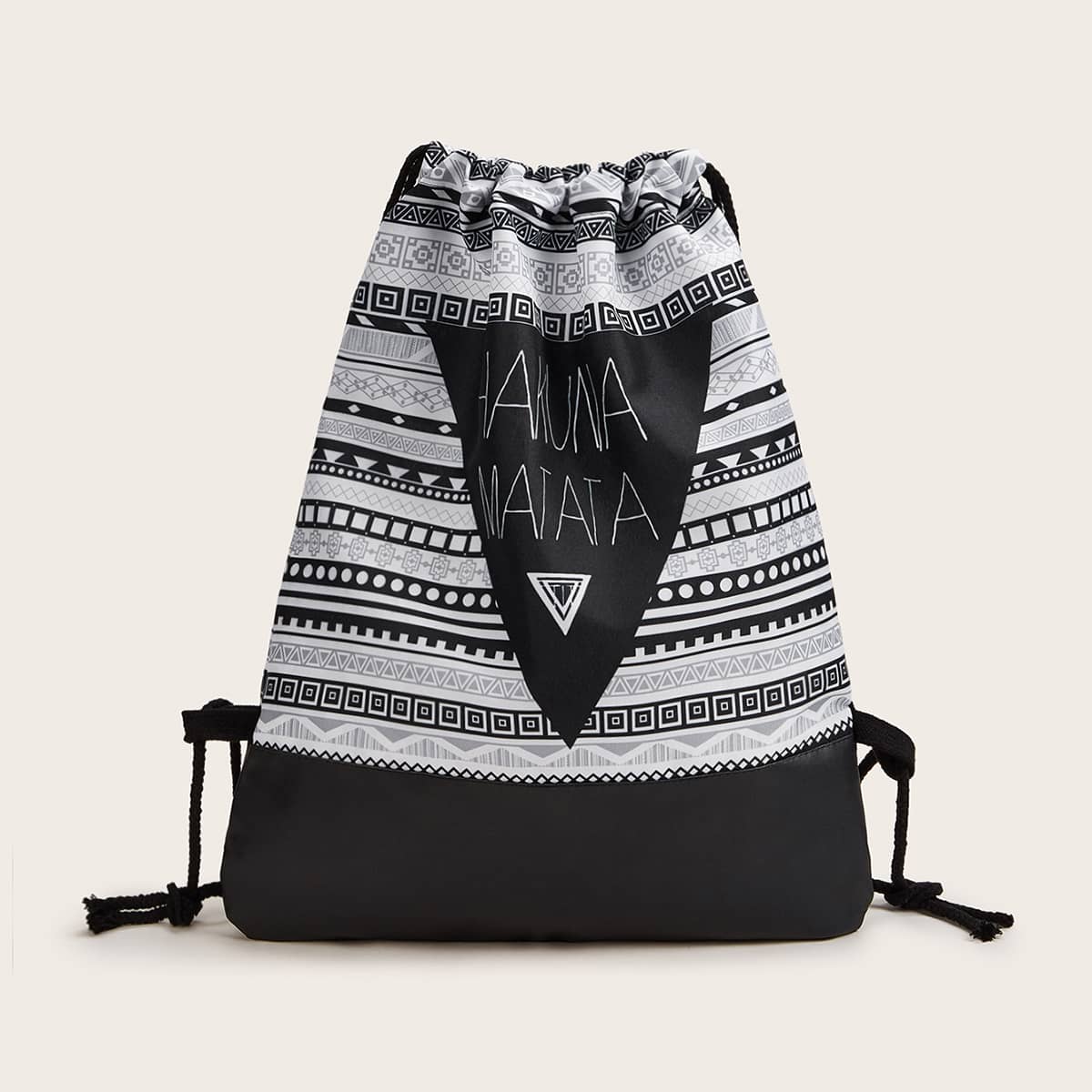 

Geometric Pattern Backpack With Drawstring, Multicolor