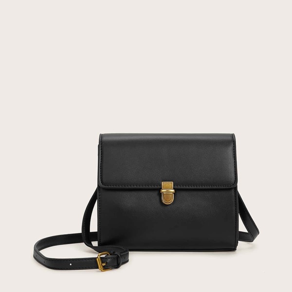 

Push Lock Flap Crossbody Bag, Black