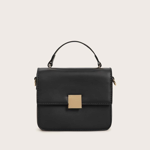 

Minimalist Flap Satchel Bag, Black