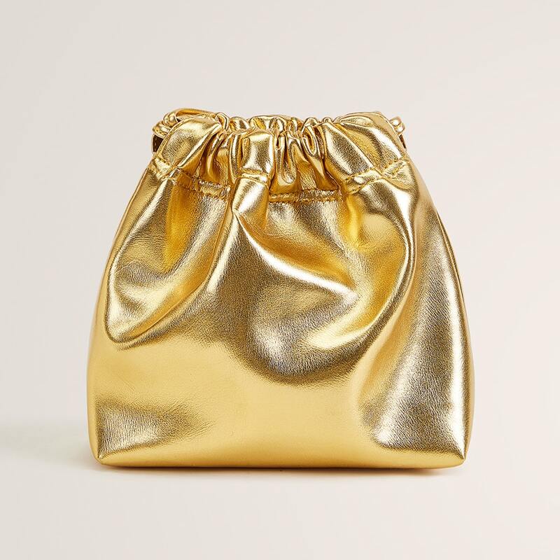 

Metallic Drawstring Crossbody Bag, Gold