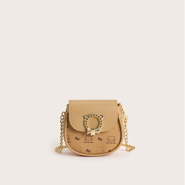 

Metal Bow Decor Saddle Bag, Khaki