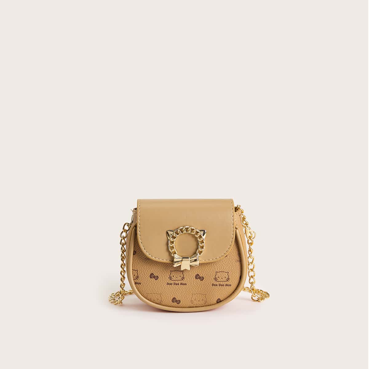 

Metal Bow Decor Saddle Bag, Khaki