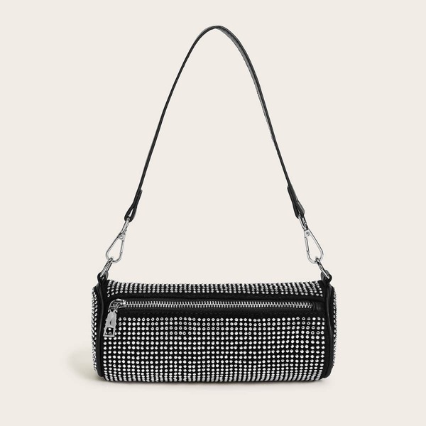 

Rhinestone Decor Bowler Bag, Multicolor