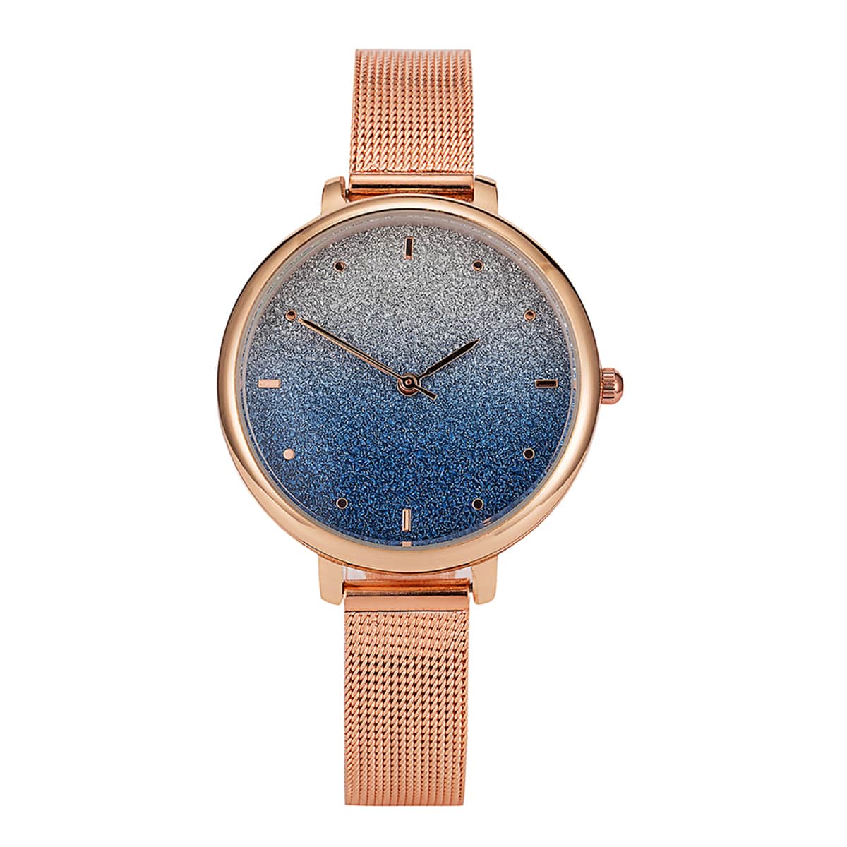 

Mesh Strap Gradient Glitter Dial Watch
