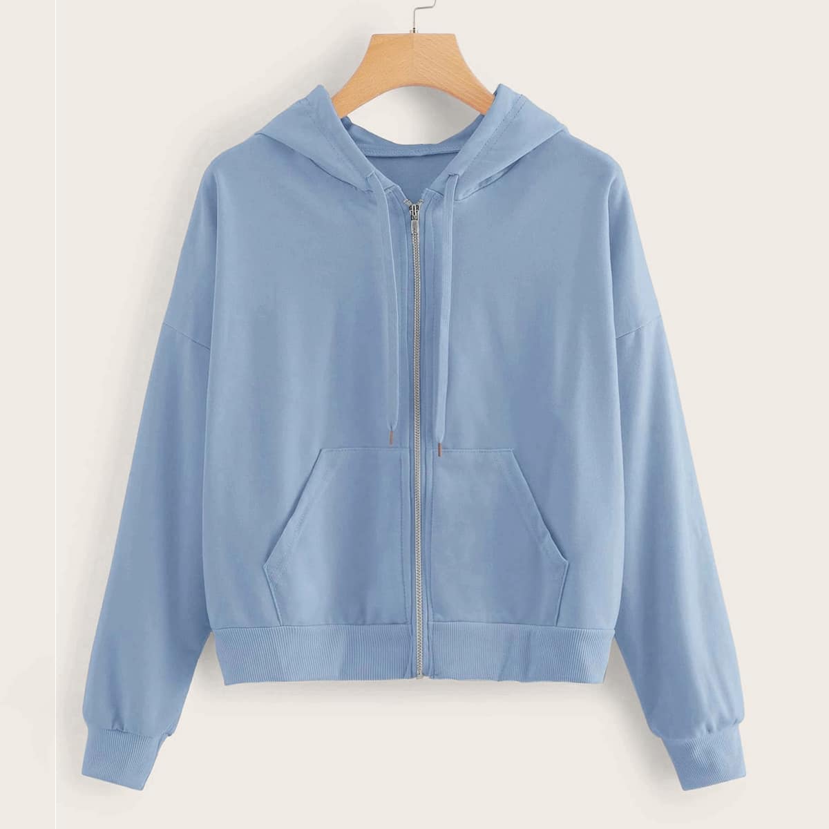 

Blue Zip Up Hoodie, Dusty blue
