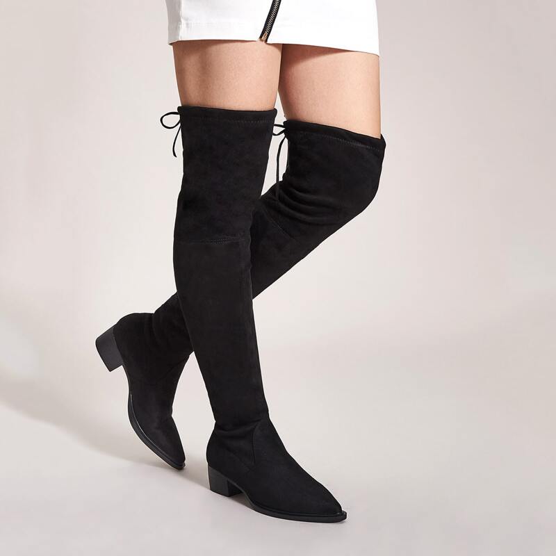 

Tie Back Over The Knee Boots, Black